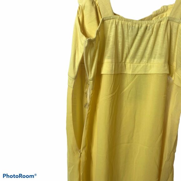 Lucy Paris Yellow Cut Out Mini Dress Sheer Overlay - Picture 6 of 10